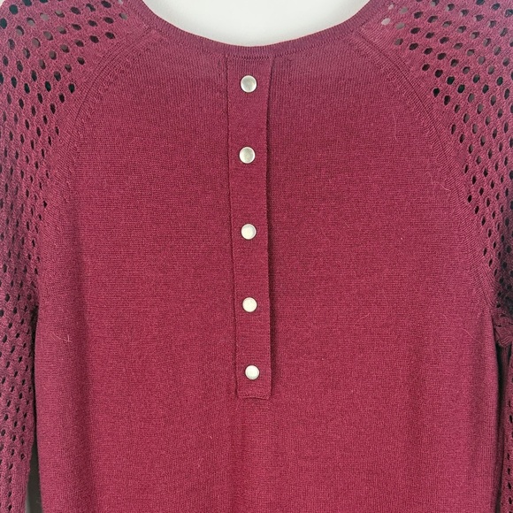 Cynthia Rowley 100% Extra-fine Merino Wool Deep Red Long Sleeve Medium Dress - Picture 12 of 13